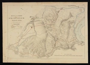 Sketch of the country on the right bank of the Waikato River, near the mouth of the Mangatawhiri / by Capt. Greaves, 70th Regt., Camp Pokino, New Zealand.