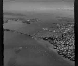 Waitemata Harbour including Auckland Harbour Bridge and Westhaven Marina