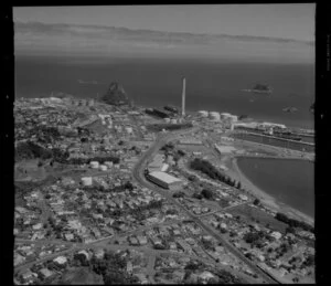 Paritutu, Port Taranaki and power station, New Plymouth, from the city