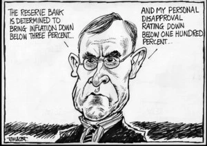 "The Reserve Bank is determined to bring inflation down below three percent...And my personal disapproval rating down below 100 percent..." 12 March, 2007