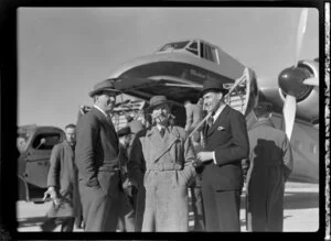 Bristol Freighter tour, Taieri, from left are Mr Higgs, Mr Stedman and Mr Castle