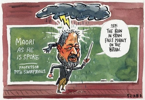 Maori as he is spoke. Professor Pita Sharpballs. "Say, the rain in Spain falls mainly on the brain." 18 December, 2004