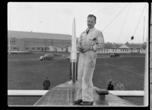 Mr A E Davis, engineer, Harewood Airport, Christchurch