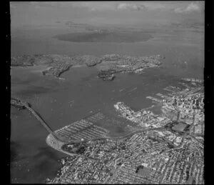 High altitude view of Waitemata Harbour, Auckland