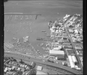 West Auckland with Westhaven marinas and harbour bridge approaches