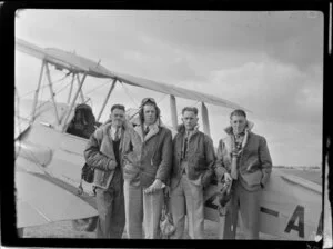 Hawera pilots, from left are B Davies, J R Corrigan, G A Kennedy and P H Eade, at the Waikato Air Pageant