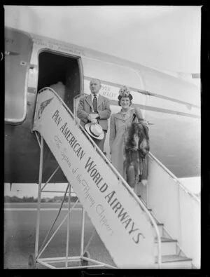 Mr and Mrs Walkes, passengers on the Clipper Malay, Pan American World Airways