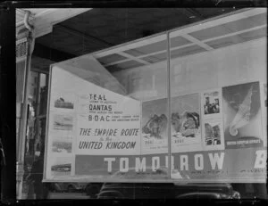 Display in Government Tourist Bureau window, Queen Street, Auckland