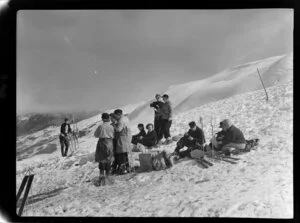 Skiers on Coronet Peak, Queenstown