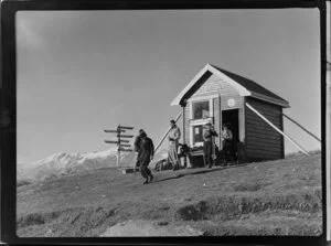 Group of people at Mount Cook Company Ski Hut