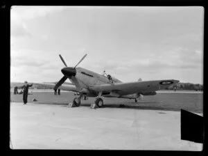 Royal Navy Supermarine Seafire from HMS Theseus at Whenuapai airbase