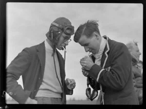 Mr A H Gould and Mr D J Crozier, pilots with the Canterbury Aero Club