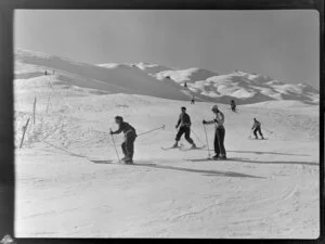 Skiers on Coronet Peak, Queenstown