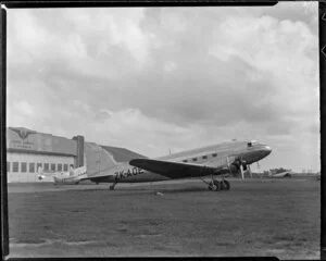 Douglas Dakota ZK-AOE aircraft, Parera, at Milson Aerodrome, Palmerston North