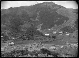 Part 2 of a 2-part panorama overlooking the timber settlement at Piha