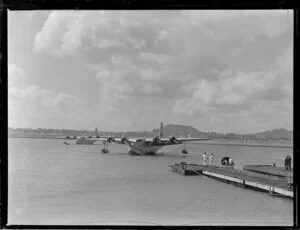 BOAC Flying Boat Harlequin aircrafts at Mechanics Bay, Auckland