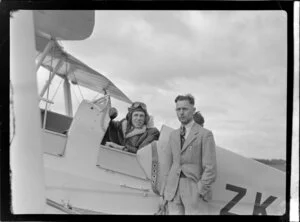 Hawera pilots J R Corrigan (left) and G A Kennedy at the Waikato Air Pageant