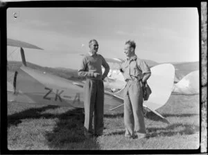 Pilots J Burke (left) and A Dickson, Otago Aero Club