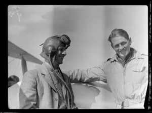 Russell Henderson (left), Alexandra Aero Club with N C Sutherland, assistant instructor Otago Aero club