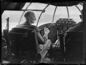 G Bolt at the controls of the aircraft Aotearoa