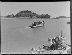 View of launch, Knoxie II from the cream launch, Bay of Islands