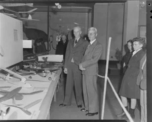 Opening of Model Aero Club display, Auckland Museum with Mr George Bolt