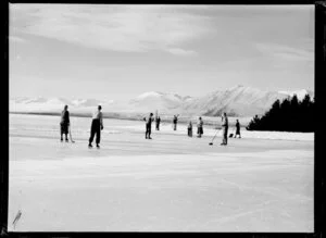 Ice skating [ice hockey?], Lake Tekapo