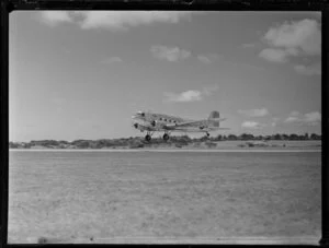 Royal New Zealand Air Force Dakota aircraft taking off