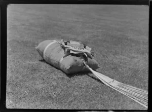 Sack of dirt dropped to test parachute harness