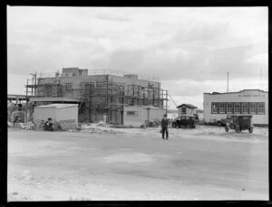 Construction site of the Tasman Empire Airways Ltd base, Mechanics Bay, Auckland