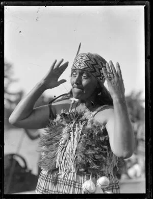 Maori woman performing an action song