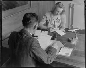 Leo Lemuel White and secretary Miss Douglas