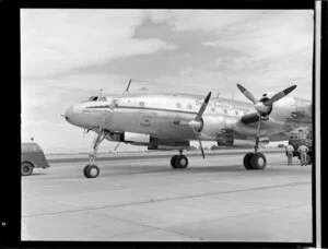 Side front view of Constellation aircraft