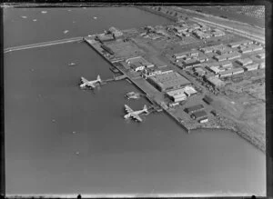 Tasman Empire Airways Ltd seaplanes in port, Mechanics Bay, Auckland