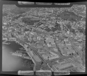 Wellington city, showing railway station and government buildings area
