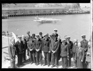 Public occasion, welcoming of the seaplane Centaurus to Port Lyttelton, Christchurch.