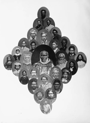 Assemblage of Maori portraits by Samuel Carnell