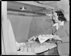 Eliaine Kuss (Air hostess) on board Pan American World Airways (PAWA) probably Clipper Red Rover