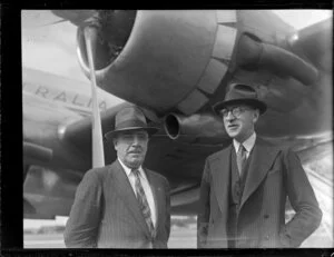 Tasman Empire Airways Ltd, Directors Messrs W Hudson-Fysh (right) and A W Baird