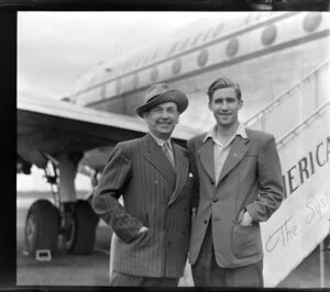 [Rasmus Brilsten and Arild Nybakken?], passengers of Pan American World Airways (PAWA)