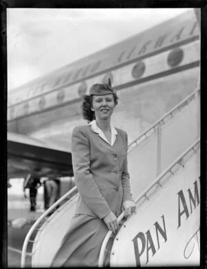 Miss Pat Greaney (stewardess), of Pan American World Airways (PAWA), Clipper Westward Ho.