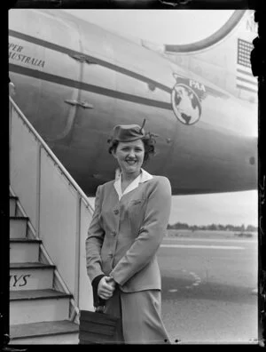 Miss J Bamber, stewardess Pan American World Airways Clipper Australia