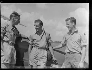 From left, Sergeant P J B Henderson, Captain G N White and Captain R G Hanna from 19 Squadron Air Training Corps Mangere