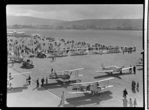 RNZAC (Royal New Zealand Aero Club) pageant event, general view of Taieri Aerodrome, Dunedin