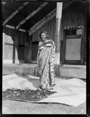 Portrait of Molly Runga Raukura at Tāpeka marae, Waihi.