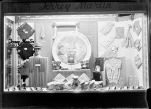 Torrey Martin, ladies and gents tailors, mercers and outfitters, window display