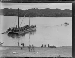 A barge carrying passengers on Lake Rotoiti