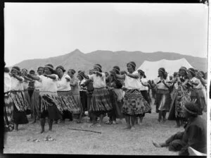 Maori women performing a waiata, location unidentified