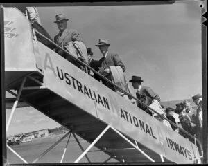 Passengers boarding the Trans Australia Airlines' Skymaster, John Eyre