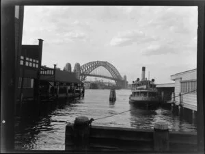 Ferry in port, including Sydney Harbour Bridge in the background